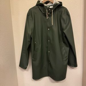 Stutterheim Stockholm Mid Length Raincoat Rain Jacket Green Men’s